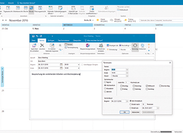 Sie können einen Termin auch durch Notizen, Grafiken, Tabellen und mehr ergänzen.