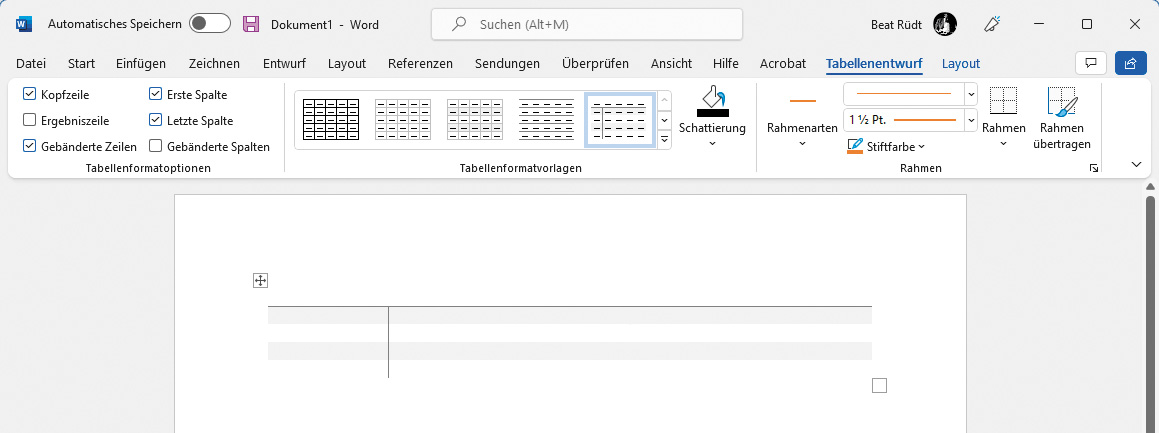 Tabellen in Microsoft Word