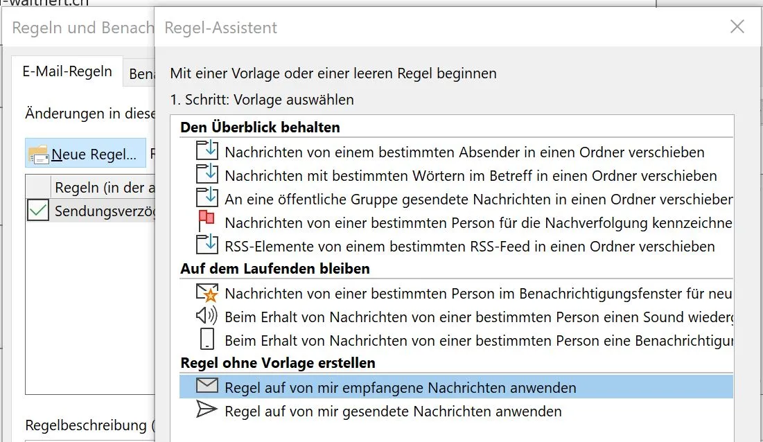 Shortcuts Microsoft Outlook Regeln
