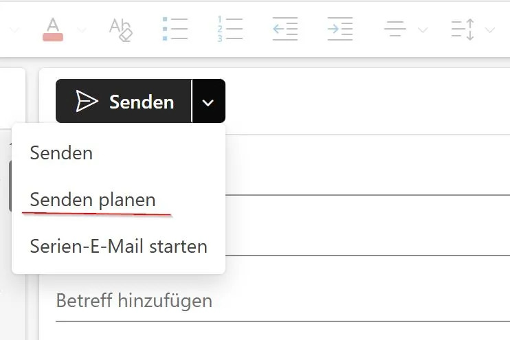 Shortcuts Microsoft Outlook Versand