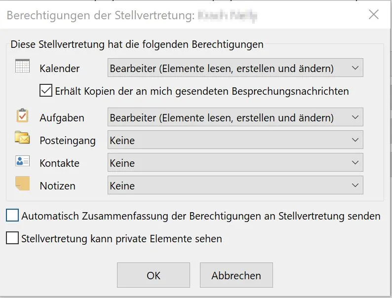 Shortcuts Microsoft Outlook Stellvertretung