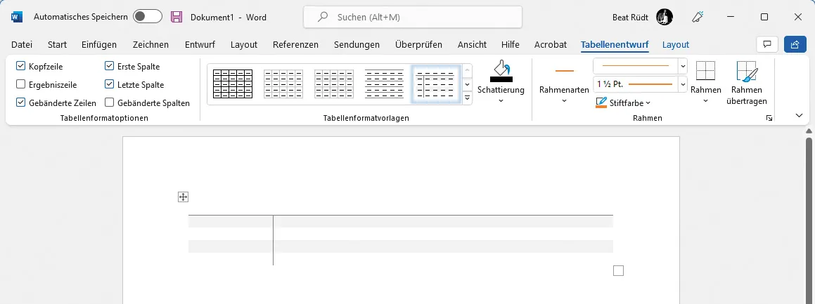 Tabellen in Microsoft Word